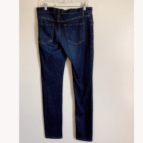 Free People Women's Dark Wash Whiskering Mid Rise Straight Jeans Sz 27 Everyday - Picture 7 of 7